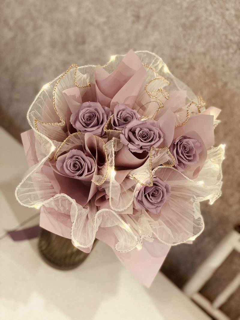 浪花LED灯款-海洋之歌永生玫瑰 - 干燥花/捧花 - 植物．花 