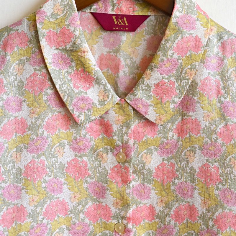 【蛋植物古着】V&A 威廉莫里斯William Morris印花古着衬衫 - 女装衬衫 - 其他人造纤维 粉红色