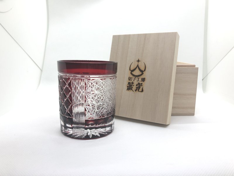 Yarai and chrysanthemum connecting rock glass - 玻璃杯 - 玻璃 蓝色