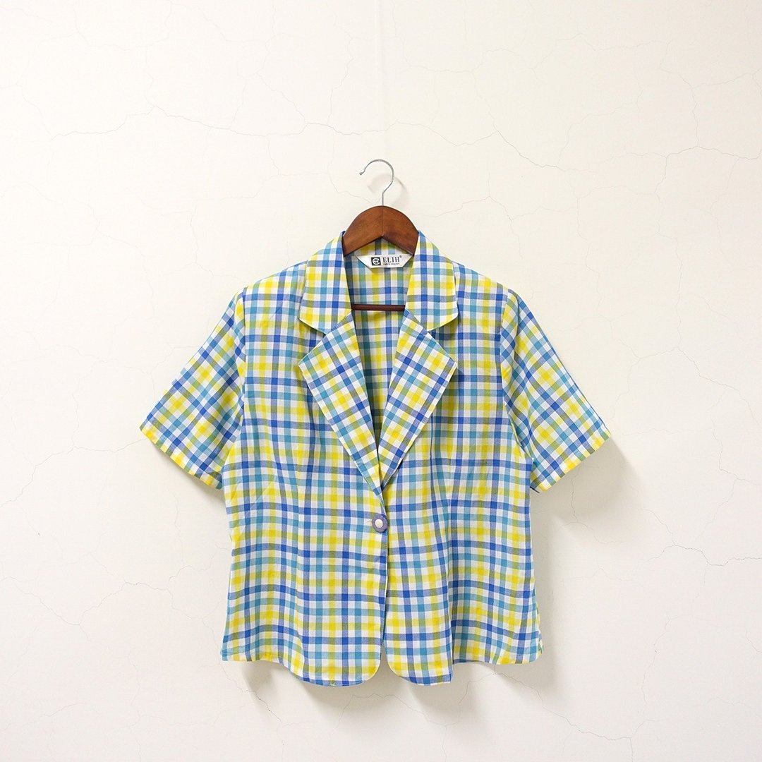 │Slowly│ 缤纷格纹/古着薄外套 │vintage.复古.文艺 - 女装休闲/机能外套 - 聚酯纤维 多色