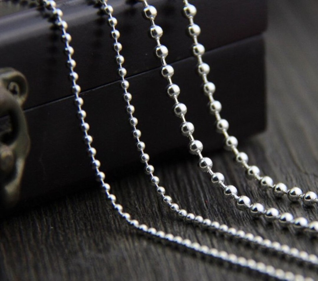 925 Sterling Silver Fine Jewelry Men Women Unisex Beading Necklaces - 项链 - 纯银 银色