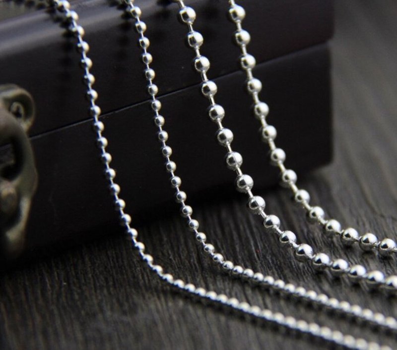 925 Sterling Silver Fine Jewelry Men Women Unisex Beading Necklaces - 项链 - 纯银 银色