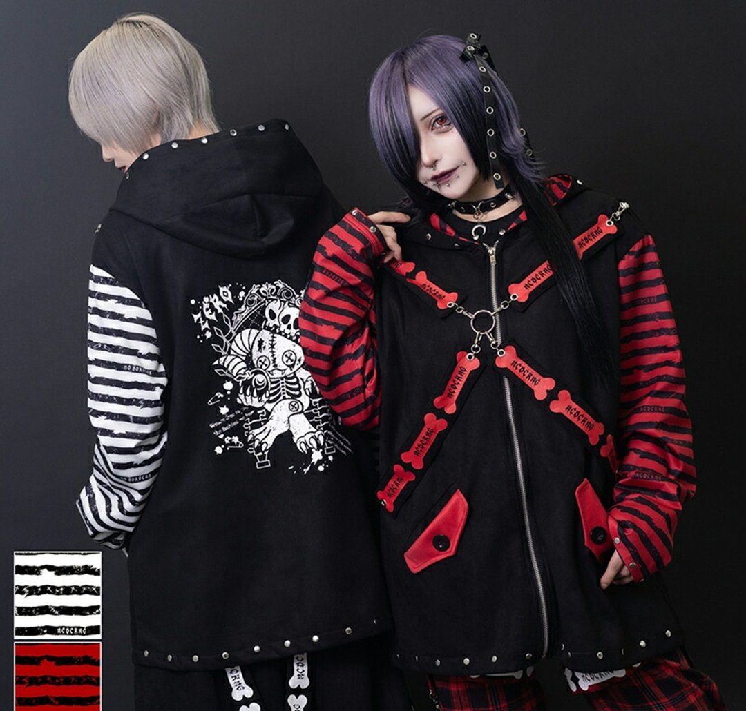 ZERO 零式魔王兔骨头背带连帽条纹长袖外套庞克 ACDC RAG 台湾 JA0797 - 女装休闲/机能外套 - 聚酯纤维 