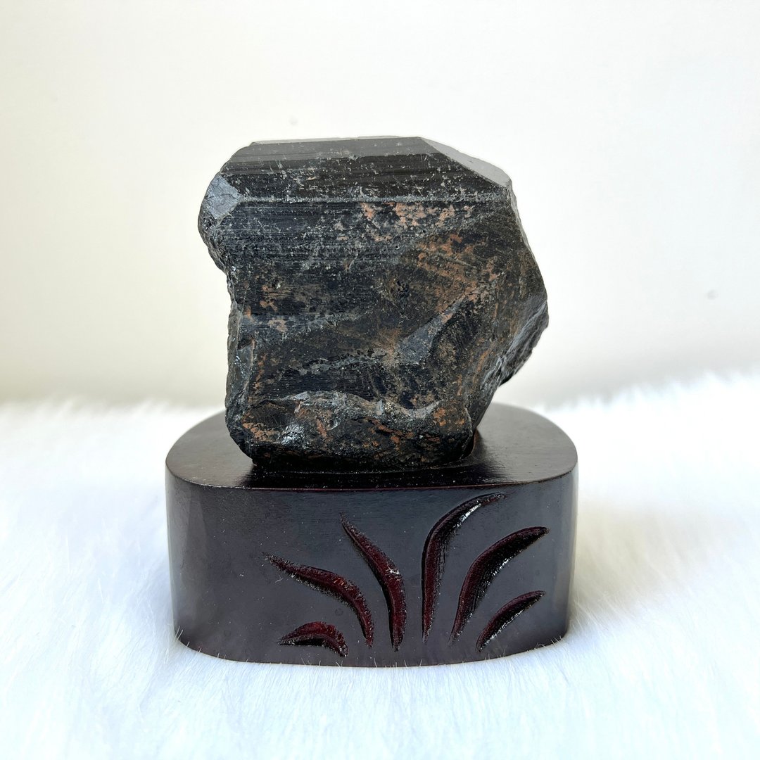 黑碧玺原石连订造底座 | 水晶 | 水晶原石 | 水晶摆件 - 摆饰 - 水晶 黑色