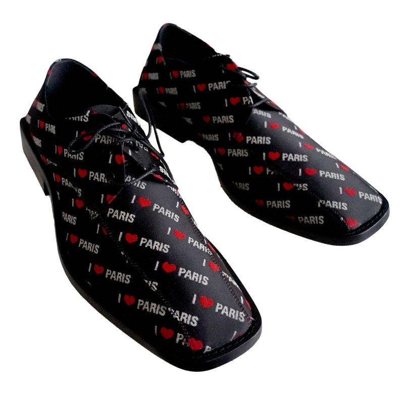 BALENCIAGA Chaussures Lacées en Nylon Noir I LOVE PARIS - 男款皮鞋 - 真皮 黑色