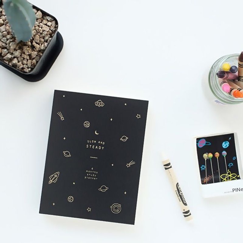 Dessin-Livework-手帐年历-花草风学习日志(半年志-S)-宇宙黑,LWK35015 - 笔记本/手帐 - 纸 黑色