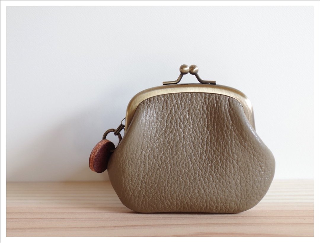 Leather purse gray beige - 零钱包 - 真皮 灰色
