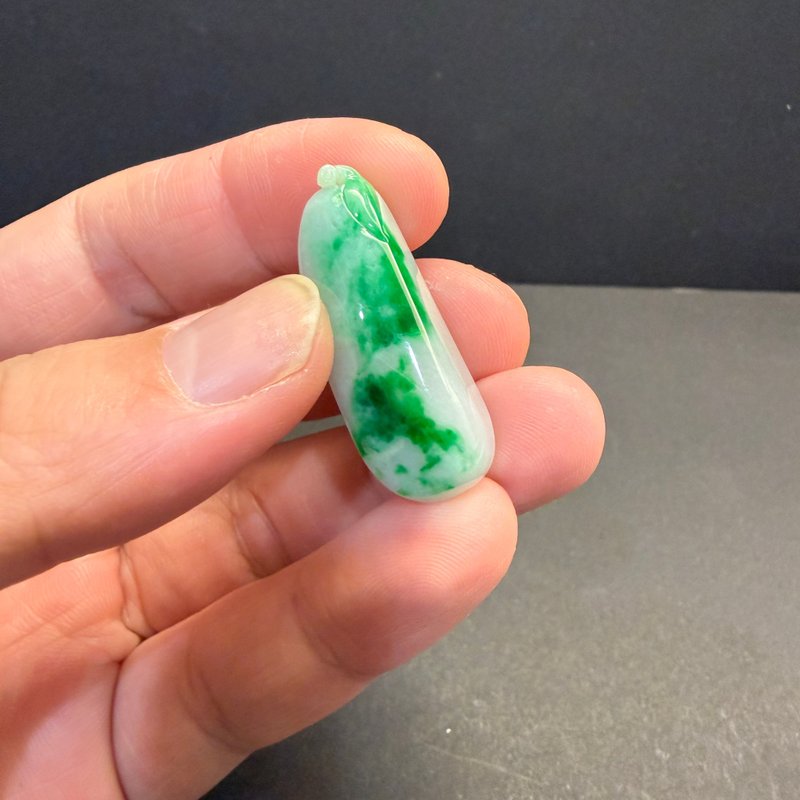 瀚玉珠宝 天然缅甸翡翠 白底青辣绿福瓜 胖胖瓜 翡翠坠子 超值 - 其他 - 玉石 