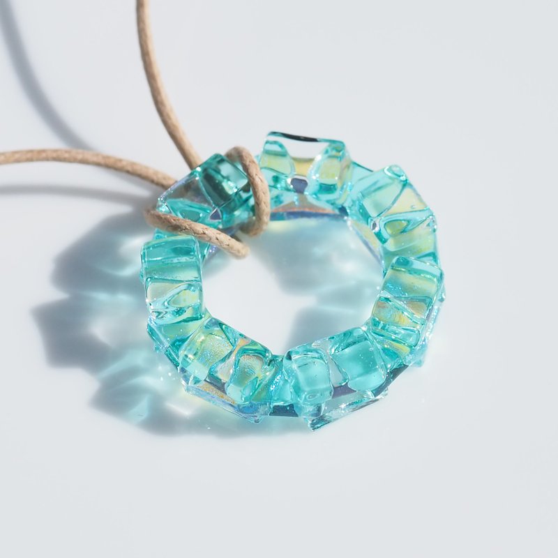 玻璃之雫 ☆Caprice☆ 项链 (极小尺寸・美人鱼款) 【预约制作】 - 项链 - 玻璃 蓝色