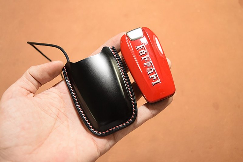 Ferrari法拉利汽车钥匙包马臀皮全手工定制情人节礼物父亲节礼物 - 钥匙链/钥匙包 - 真皮 黑色