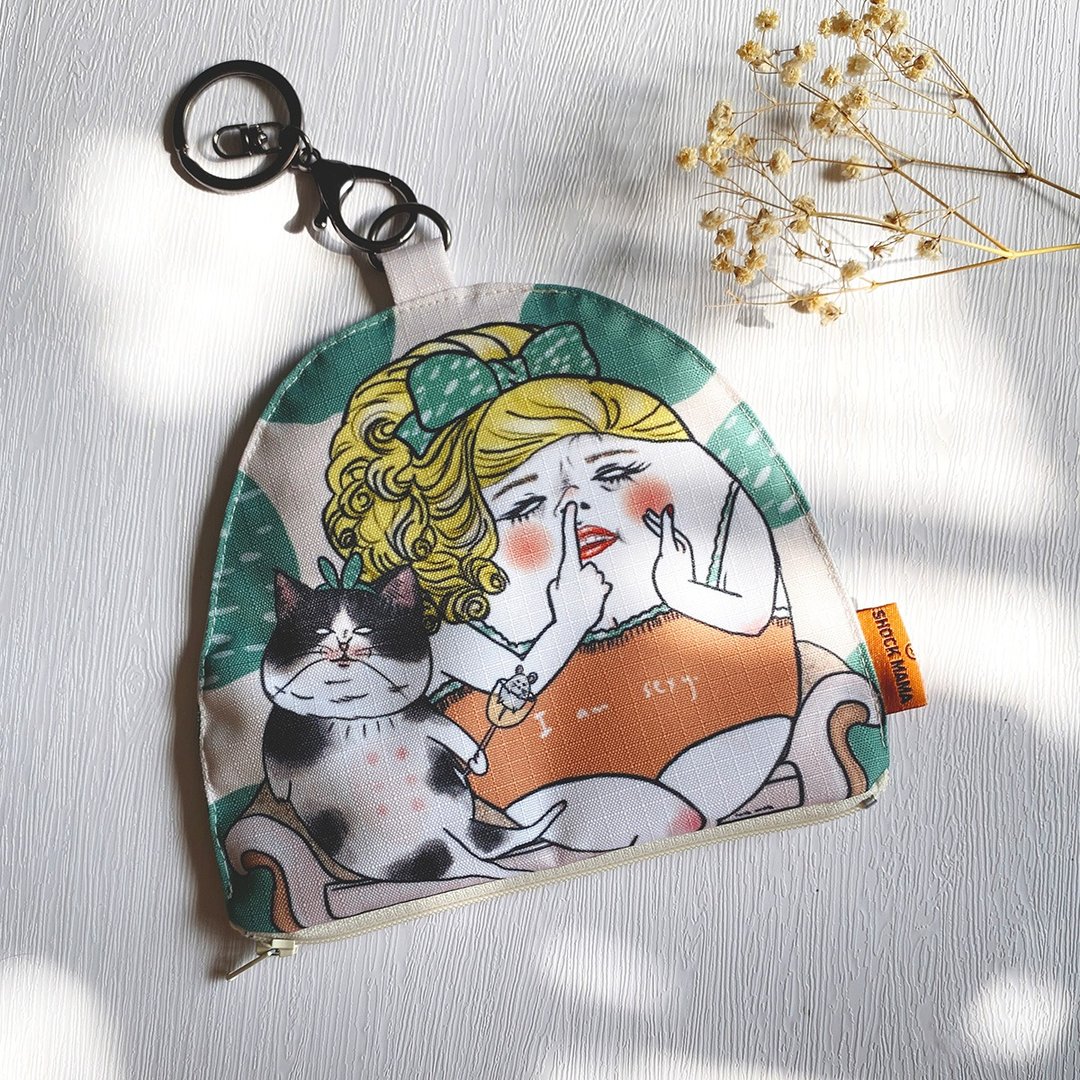 猪鼻女与猫 真皮卡套零钱包 - 证件套/卡套 - 真皮 绿色