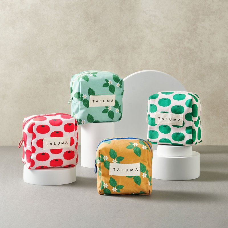 车轮茄数位印花帆布小方包 - 零钱包 - 聚酯纤维 红色