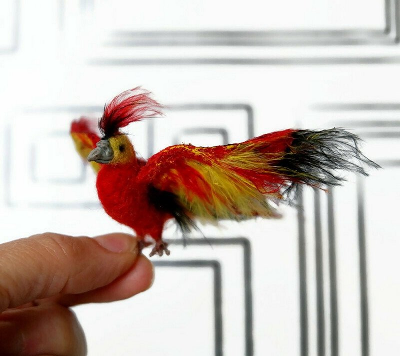 The Phoenix Bird, the Firebird, a miniature fairy tale bird, is made to order. - 玩偶/公仔 - 其他材质 多色