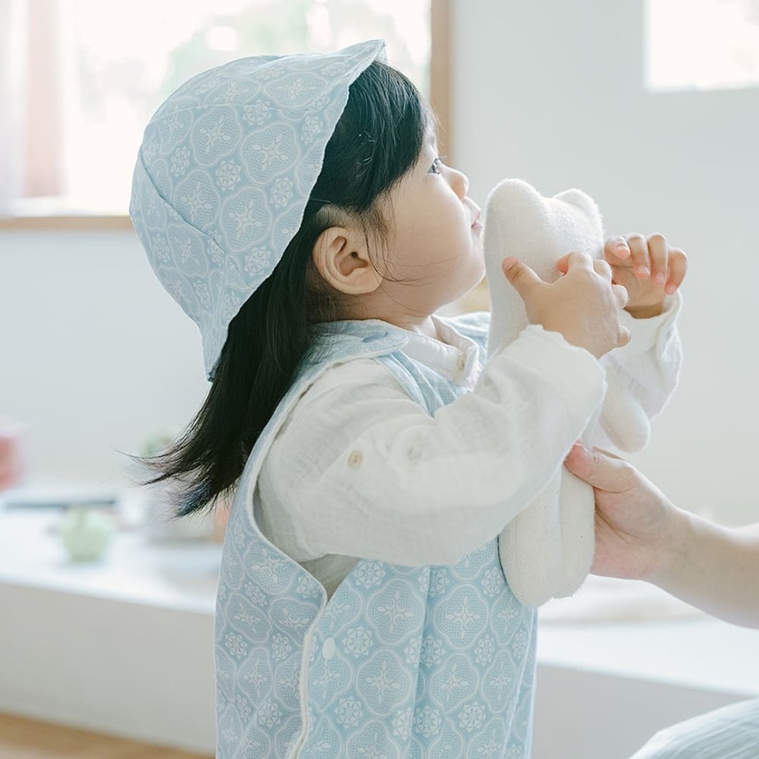 花瓣帽-幼儿/玻璃海棠/薄雾蓝 - 婴儿帽/发带 - 棉 蓝色
