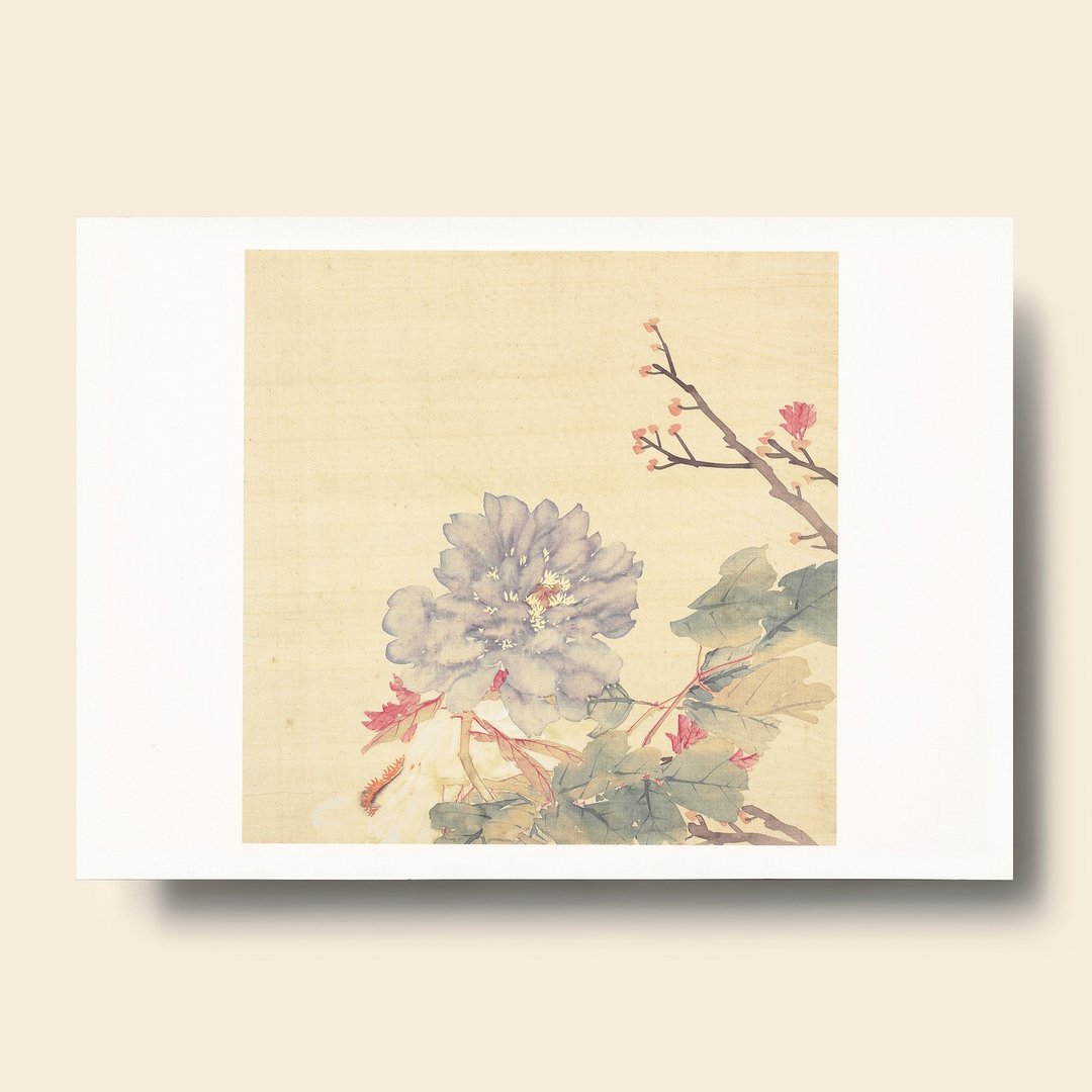 【艺术画卡】李培雨 牡丹 (紫蓝)  | 故宫名画 | Deco Poster - 海报/装饰画/版画 - 纸 卡其色