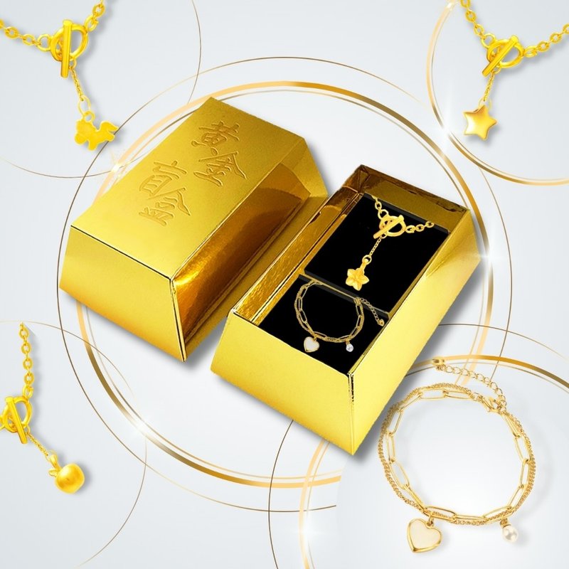 【TLH】黄金盲盒 纯金吊坠8选1 扣出幸福OT黄金项链 约重0.04钱 - 项链 - 24k 金 金色