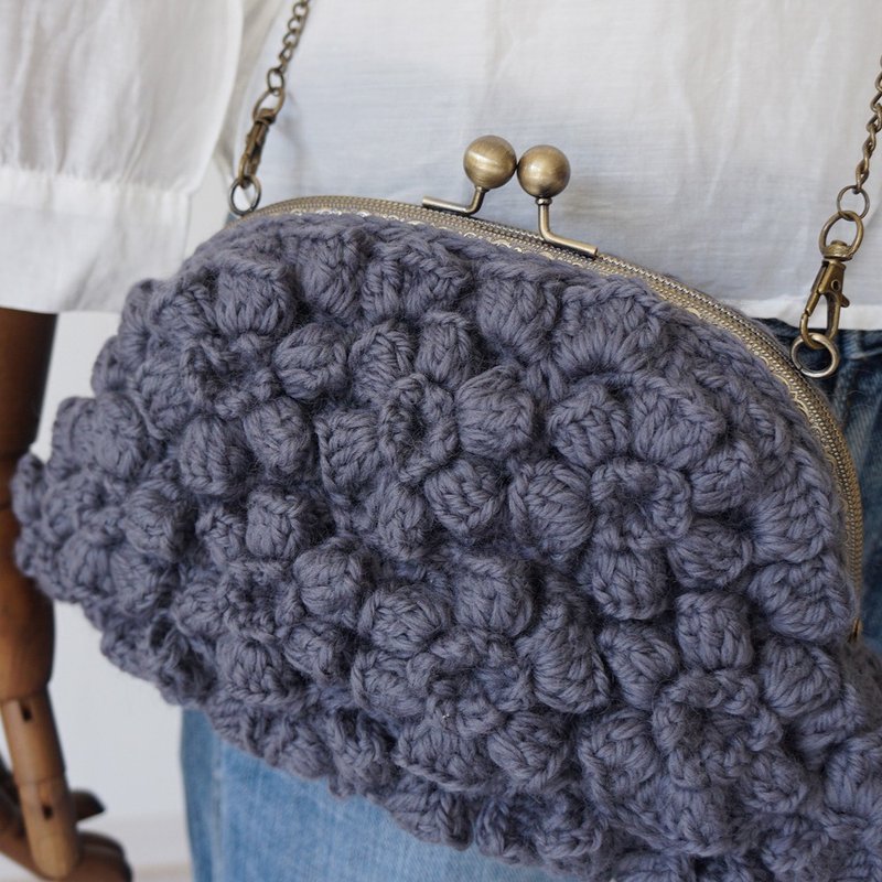 Ba-ba 手工 罂粟花蓬蓬针织手提包 No.C1704 - 手提包/手提袋 - 其他材质 灰色