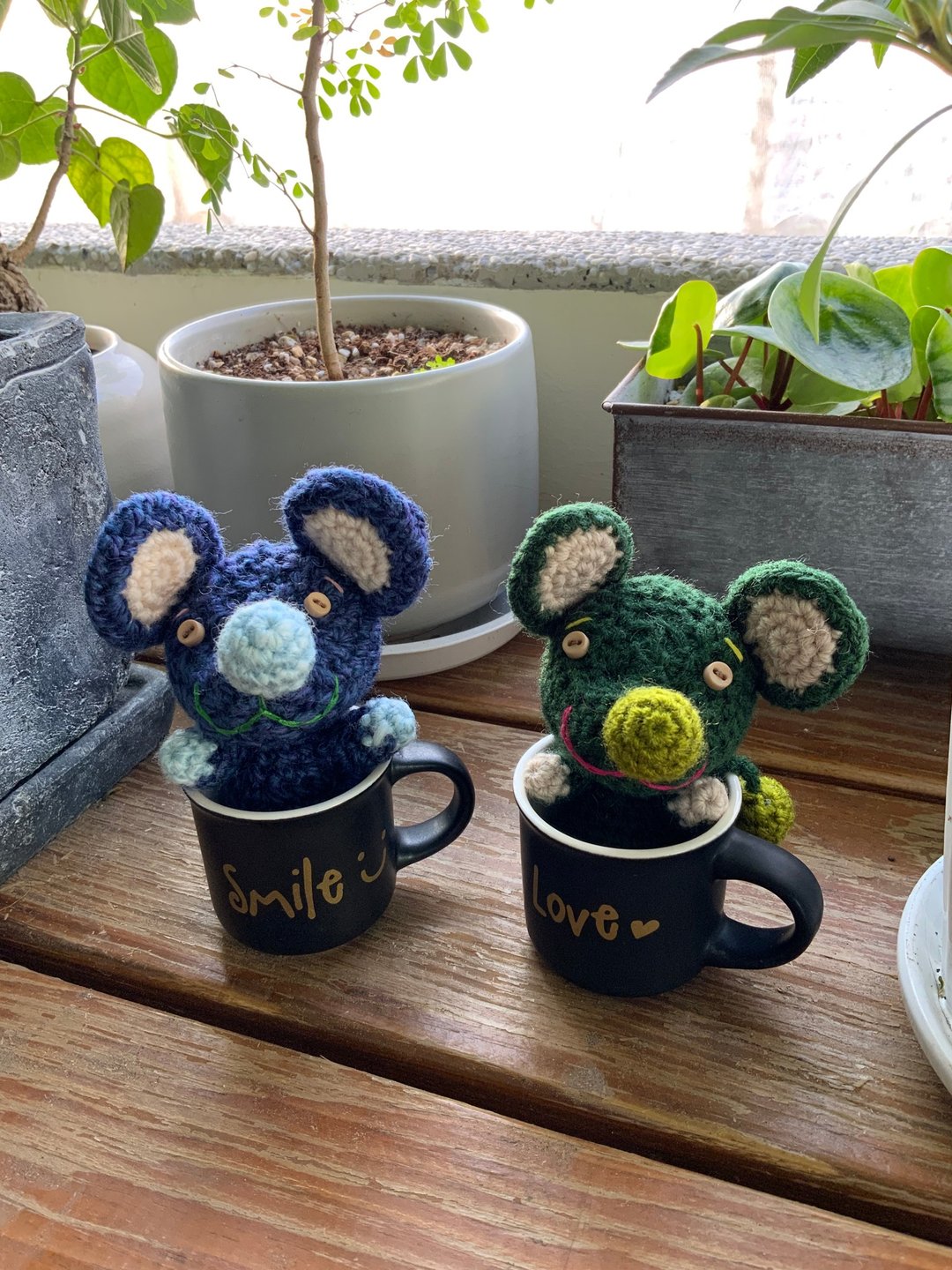 【精选良品】爱鼠你钥匙圈 针织手作 /附咖啡对杯 - 钥匙链/钥匙包 - 其他材质 蓝色