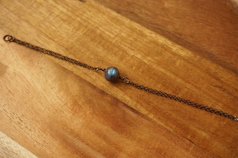 拉长石星空体简约青铜手链 MINIMAL LABRADORITE PLANET BRACELET 项链 水晶  天然石 星球 简约 - 耳环/耳夹 - 宝石 蓝色