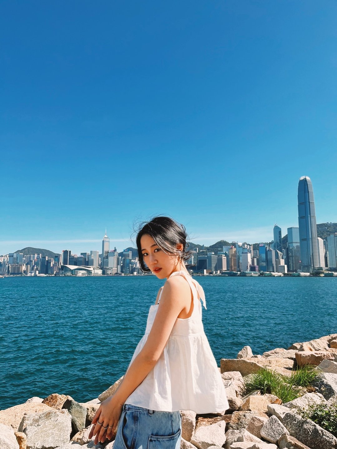 Bow strap ruffle top - 女装背心 - 棉 白色
