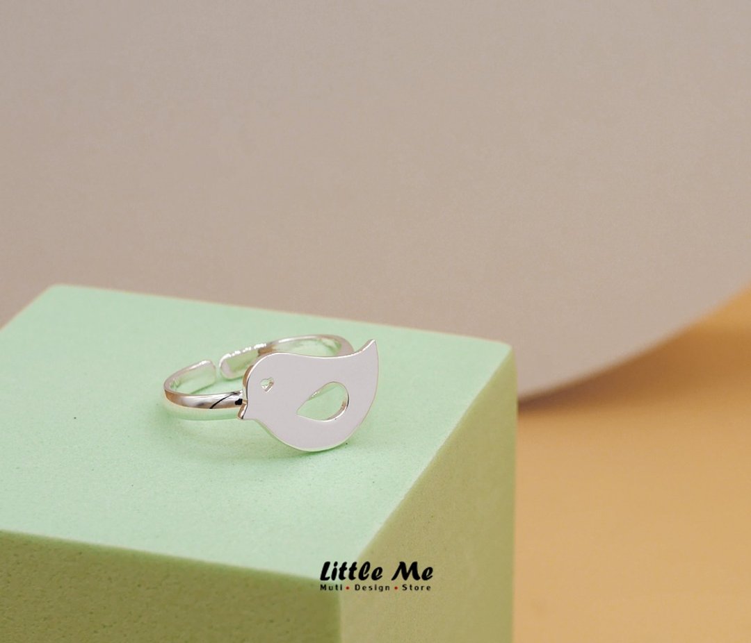 Handmade Little Bird Ring - silver plated on brass, Animal Jewelry,birthday - 戒指 - 其他金属 银色