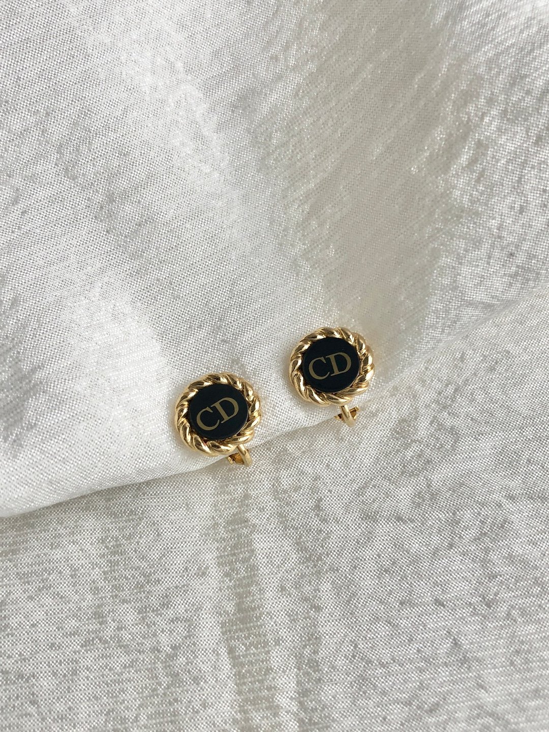 【日本直送 名牌中古包】Christian Dior 克里斯汀·迪奥 耳环 金色×黑色 CD Logo vintage nfxsbp - 耳环/耳夹 - 其他材质 金色