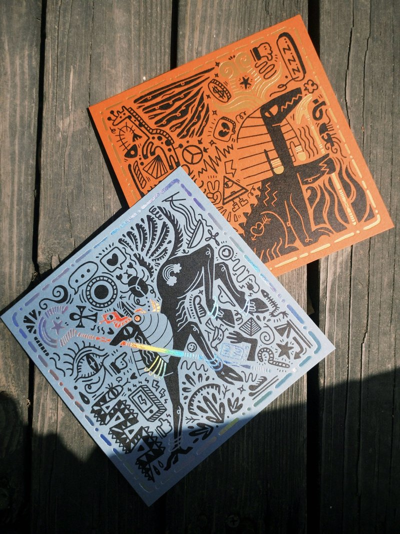 插画博览会新品-复刻-阿努比斯&索贝克凸板收藏卡 - 卡片/明信片 - 纸 多色