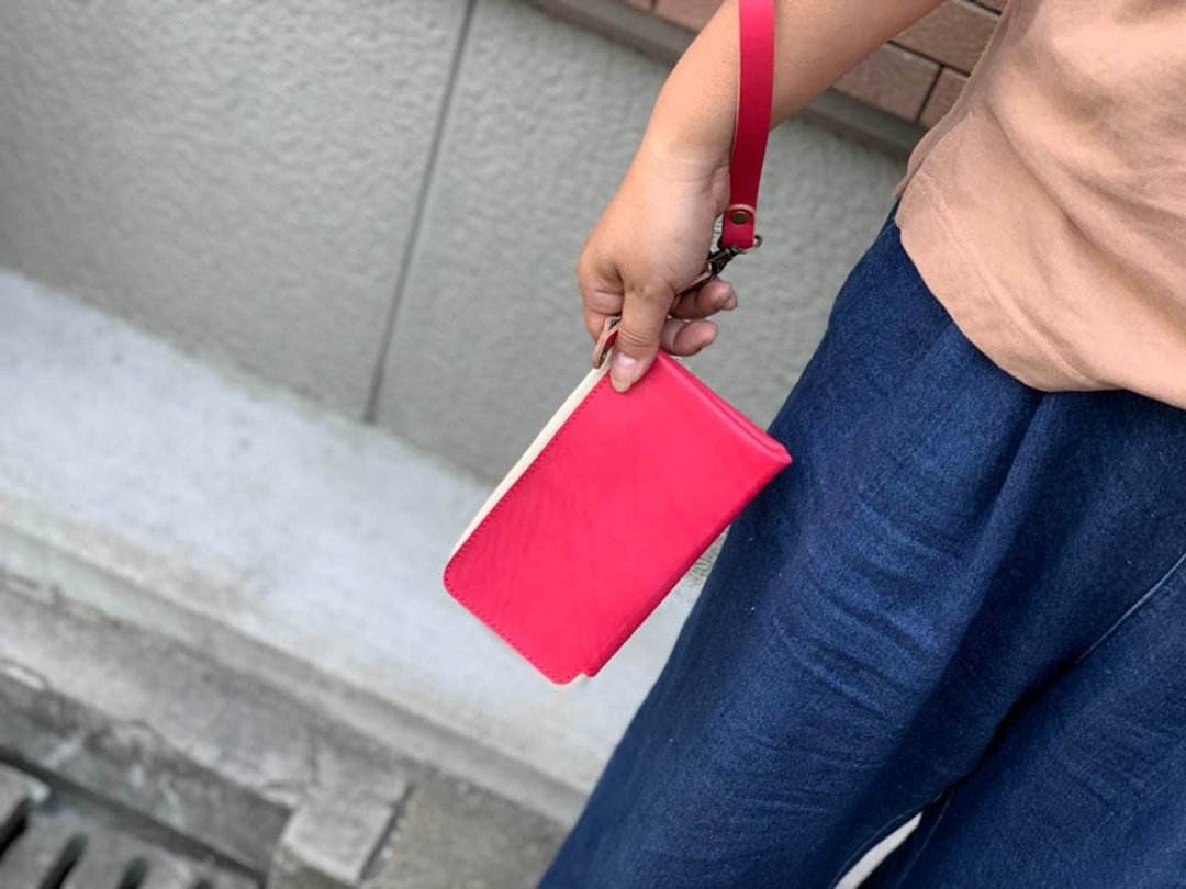 PETANT Vivid red petant multi-wallet that makes you want to show off Daily use PMW-RRRR-R - 皮夹/钱包 - 真皮 红色