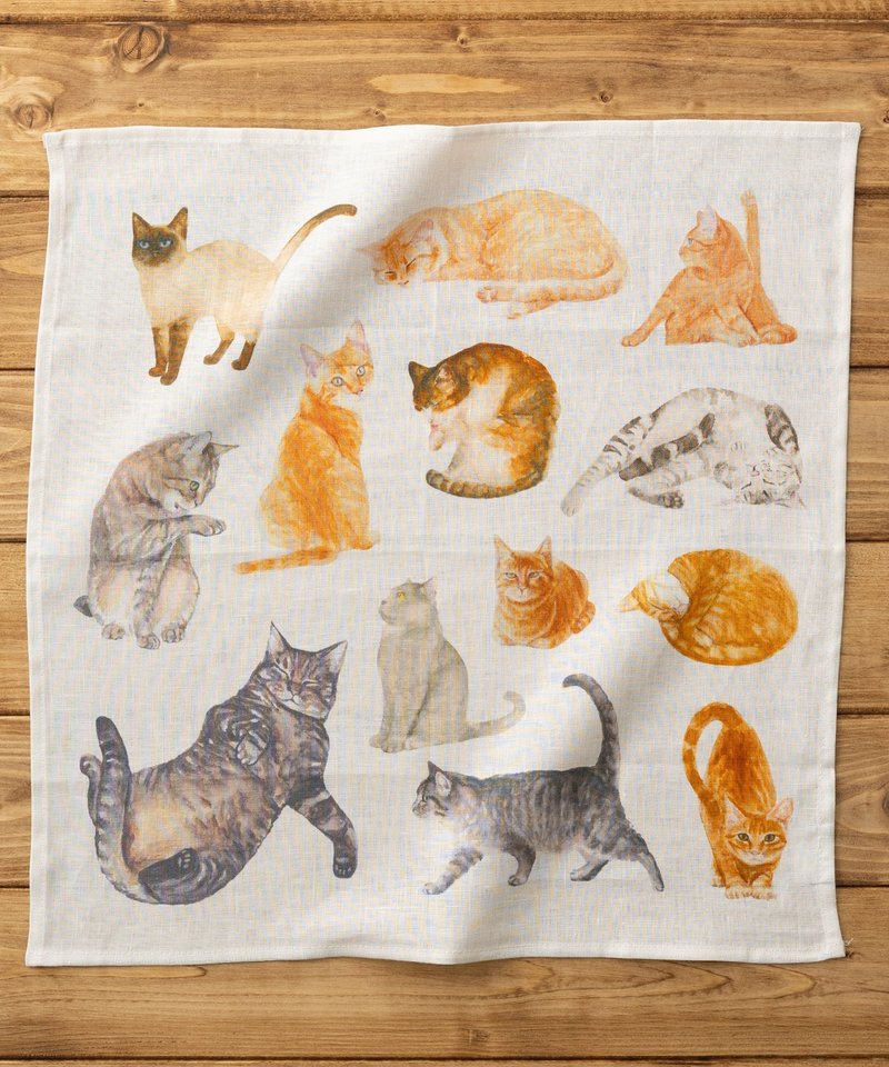 大号麻手帕猫狗43×43cm 1.Cats-A - 其他 - 其他材质 白色