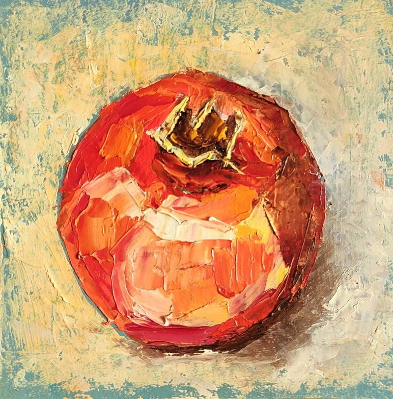 Pomegranate Original Painting, Kitchen Small Still Life, Fruit Wall Art Food Art - 海报/装饰画/版画 - 其他材质 多色