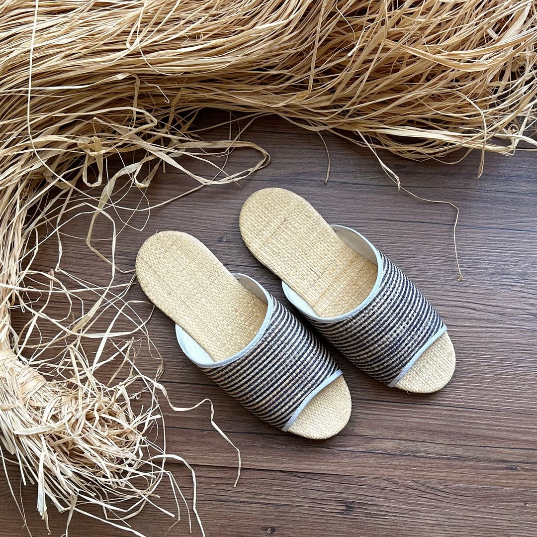 天然草编室内拖鞋 No.3 细条纹 #24/26/27/29 - 其他 - 植物．花 黑色