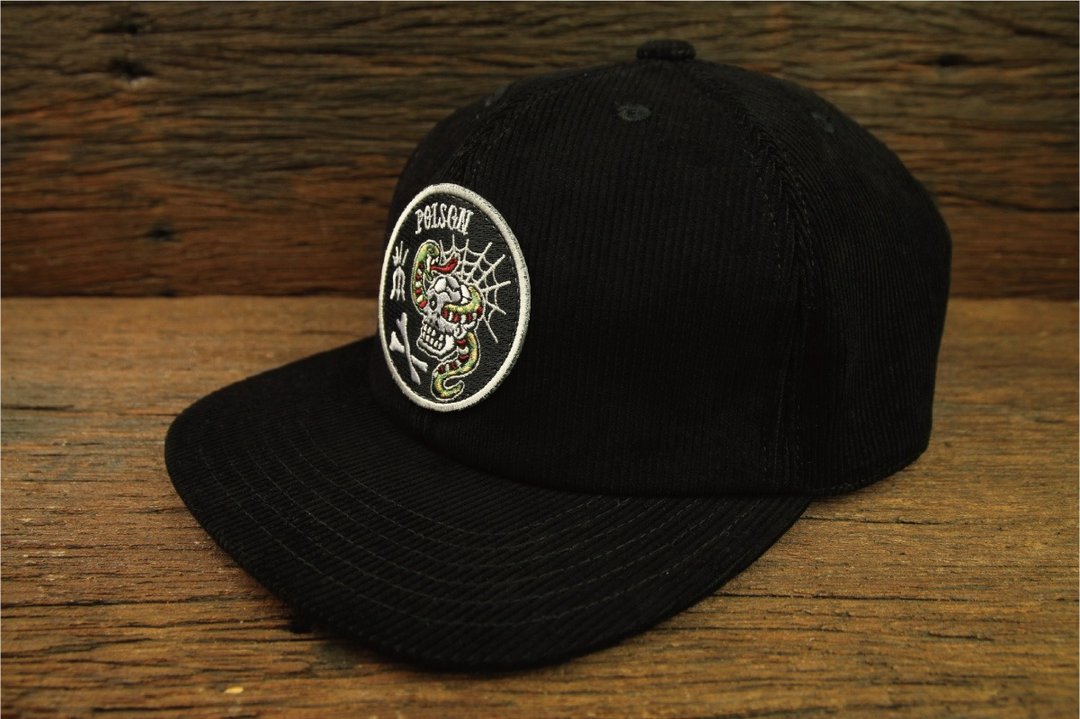 【METALIZE】"POISON" Corduroy Baseball Cap "POISON"黑色灯心绒复古棒球帽 - 帽子 - 棉 黑色