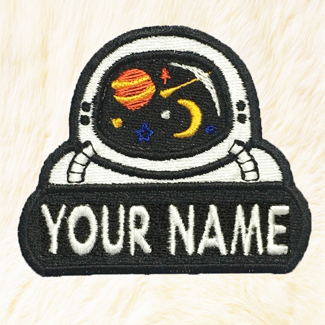 Astronaut Personalized Iron on Patch Your Name Your Text Buy 3 Get 1 Free - 编织/刺绣/羊毛毡/裁缝 - 绣线 白色