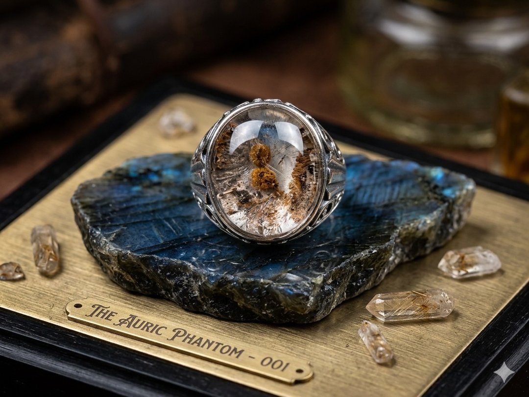 针铁花・铁矿共生水晶银戒 - 戒指 - 水晶 
