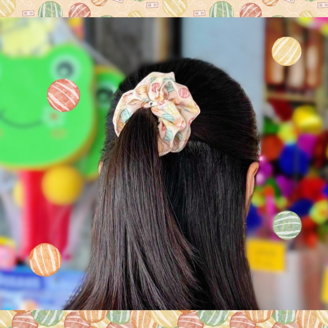 【巧妙艺手】原创印花 金甘糖 印花 - 发圈 中 - 发饰 - 棉 多色