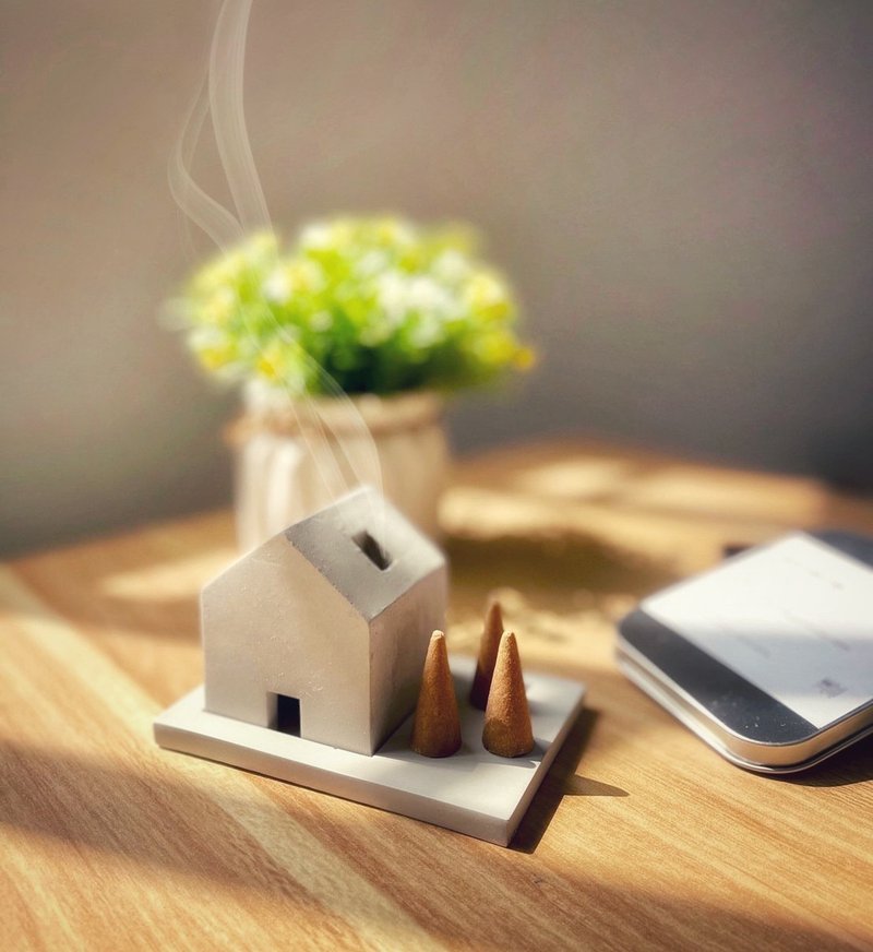 塔香座 - 家 - 香薰/精油/线香 - 水泥 灰色