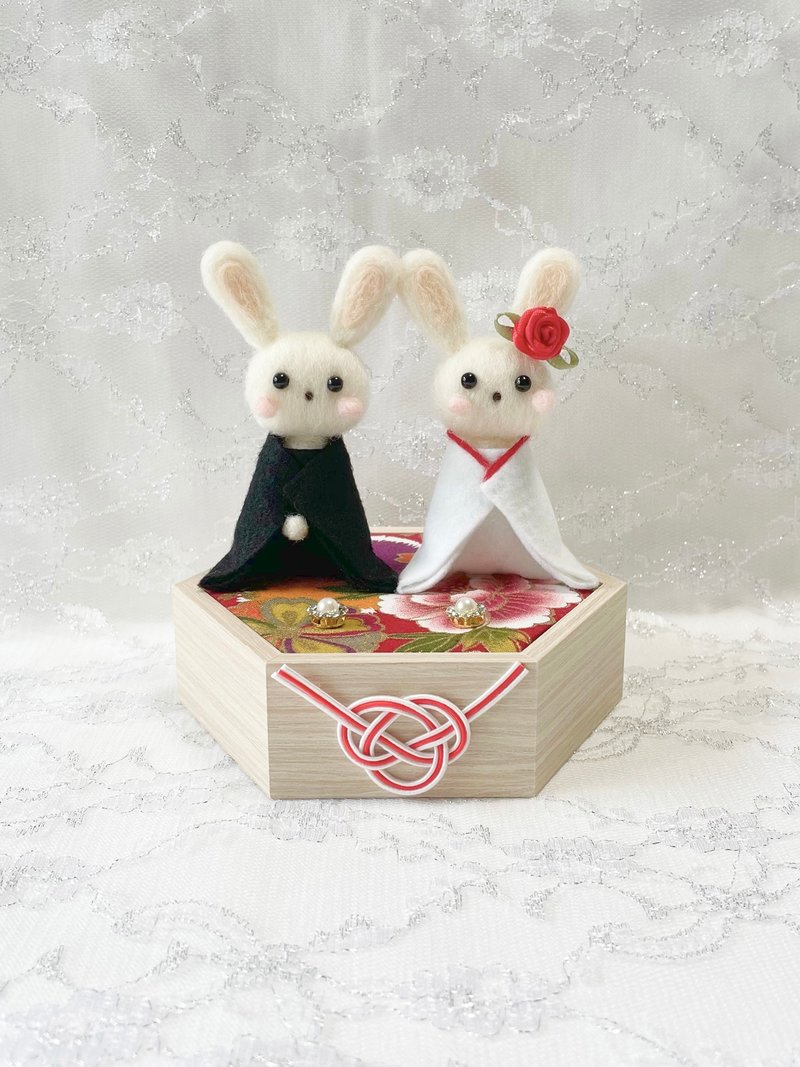 新娘和新郎兔子和服戒指抱枕 - 其他 - 其他材质 红色