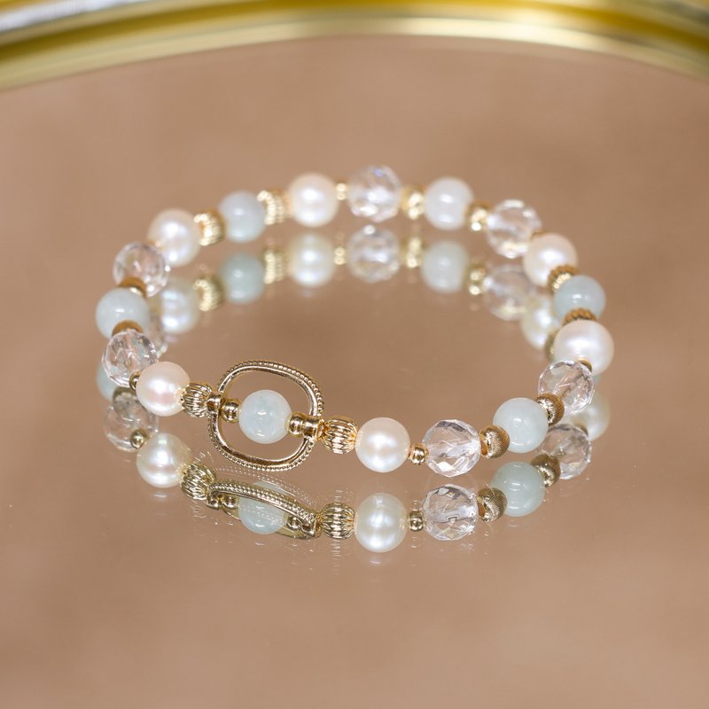 古典优雅/女性魅力-护身符/翡翠玉-珍珠-水晶/天然宝石黄铜手链 - 手链/手环 - 水晶 白色