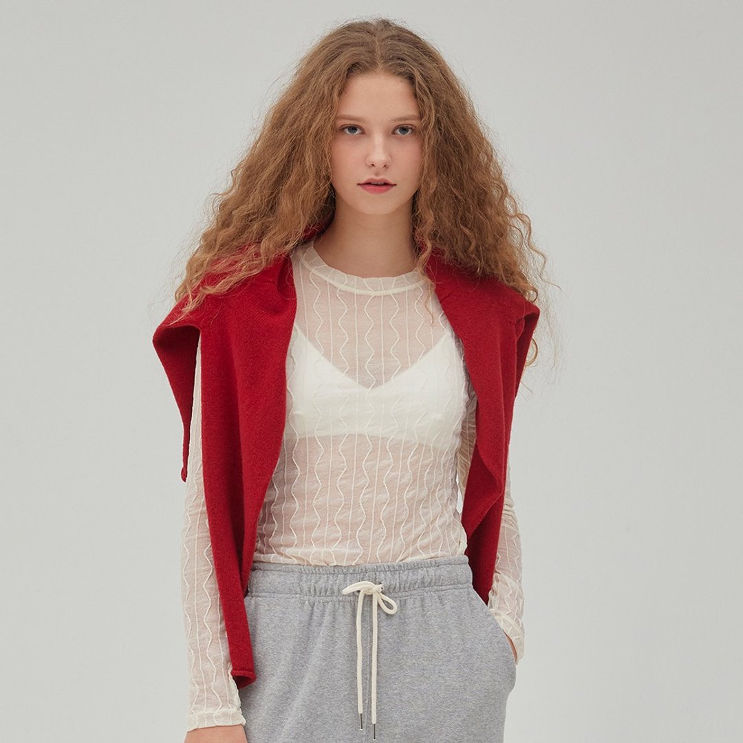 See-through Lace Top - Ivory - 女装上衣 - 尼龙 