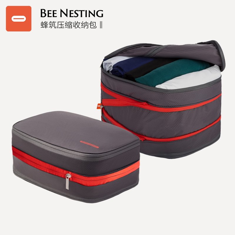 BeeNesting可压缩防泼水旅行健身收纳包15L - 两个装 - 行李箱/行李箱保护套 - 尼龙 粉红色