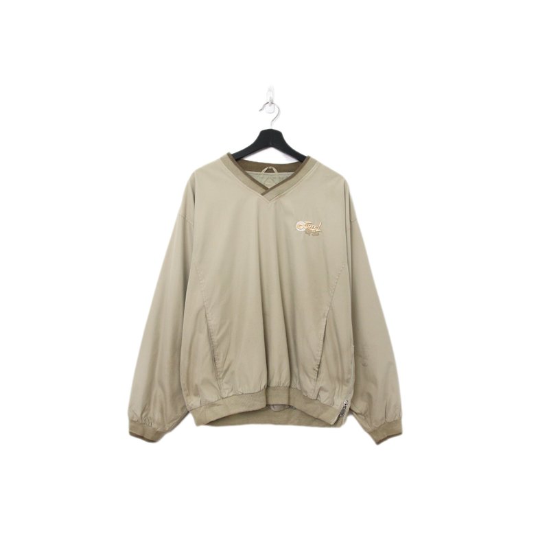 Back to Green- 防风套头罩衫 v领 卡其色 f-13//vintage - 其他 - 聚酯纤维 