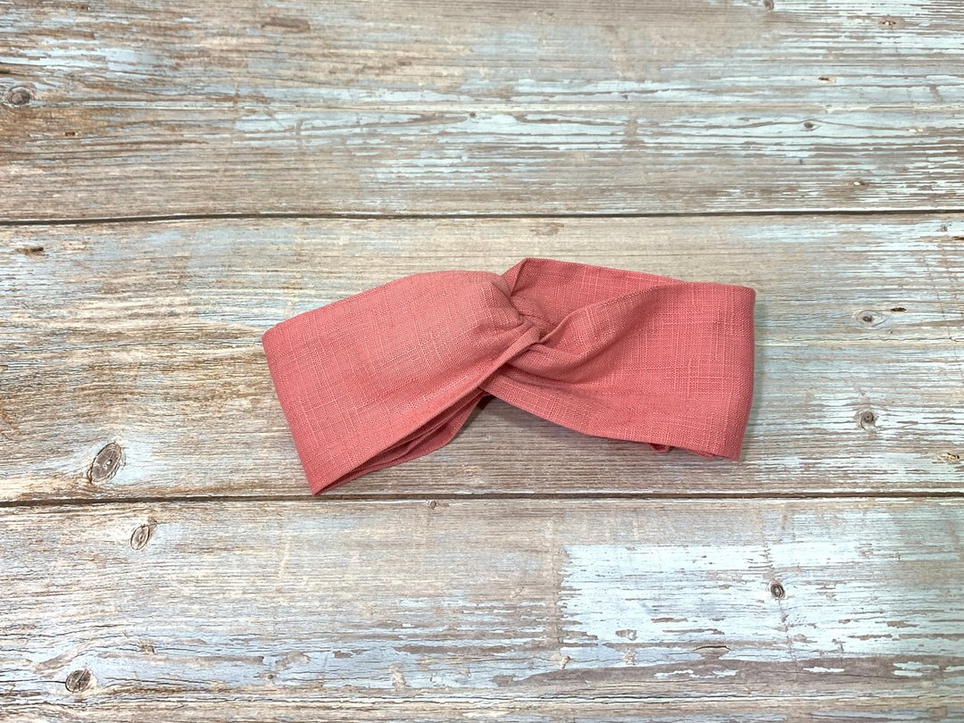交叉发带/素色款/鲑红 - 发带/发箍 - 棉 粉红色