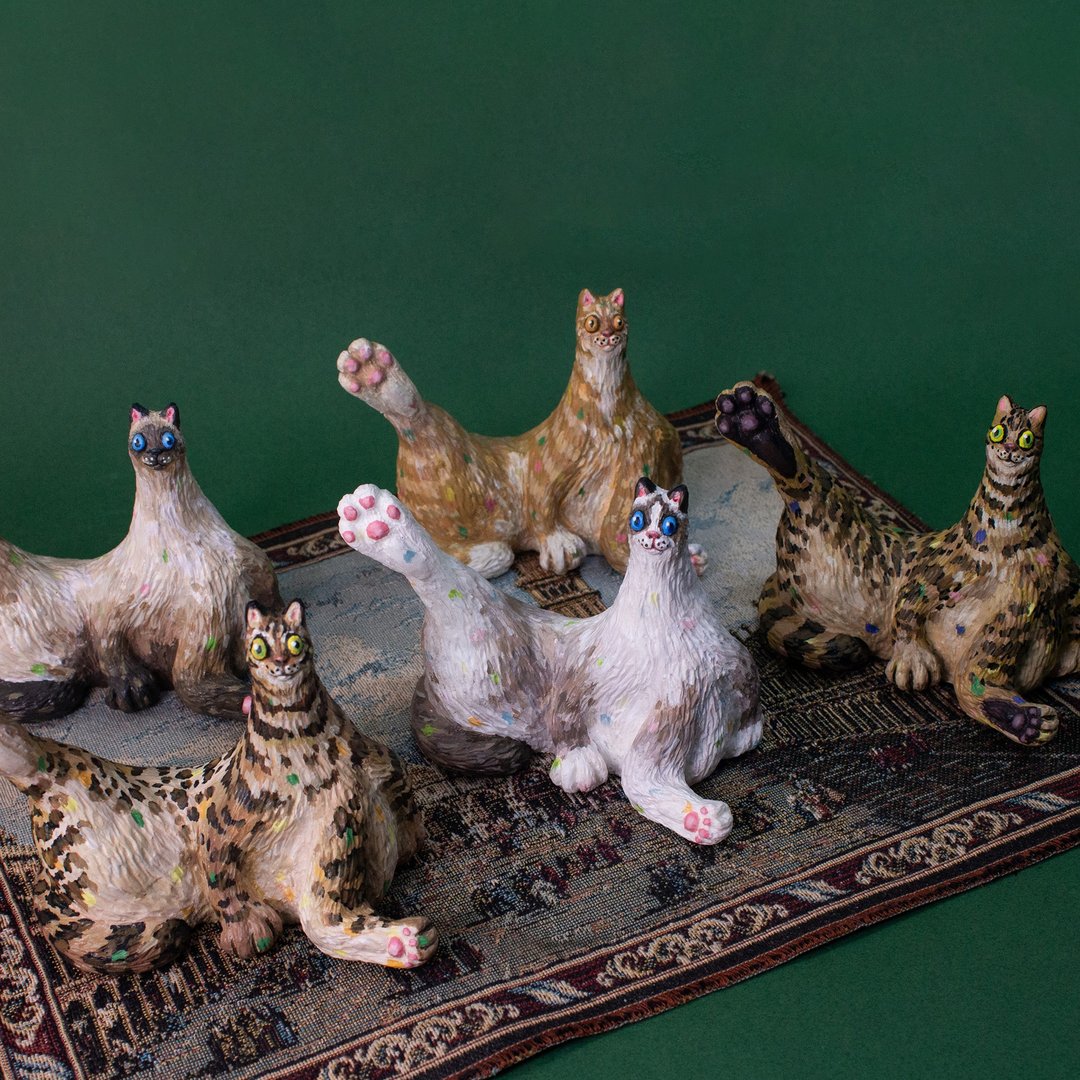 毕业礼物【鸡腿猫 Drumstick Cat 1 版】戒座/戒指架/猫戒 - 收纳用品 - 树脂 