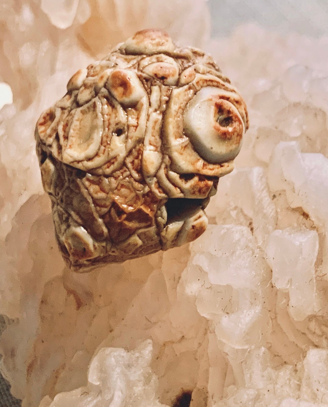 稀有戈壁石 新疆沙漠漆眼睛 刀砍纹 - 摆饰 - 石头 咖啡色