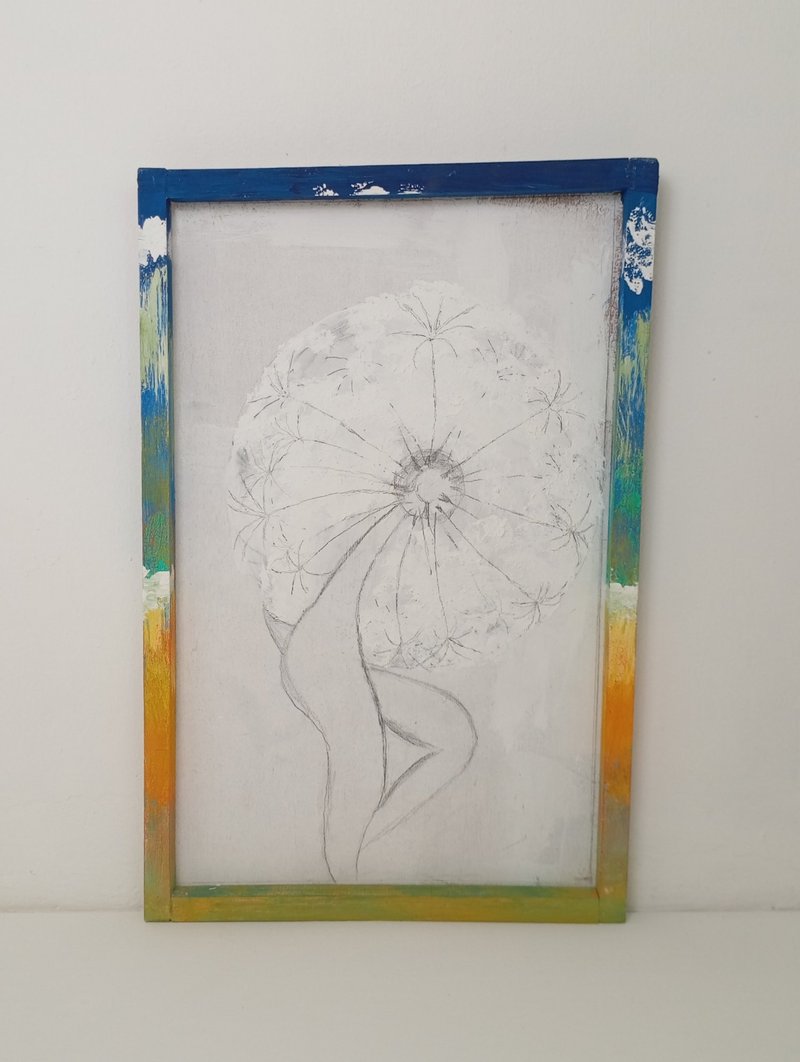 绘画，手绘面板，图形，蒲公英易于移动 - 海报/装饰画/版画 - 其他材质 白色