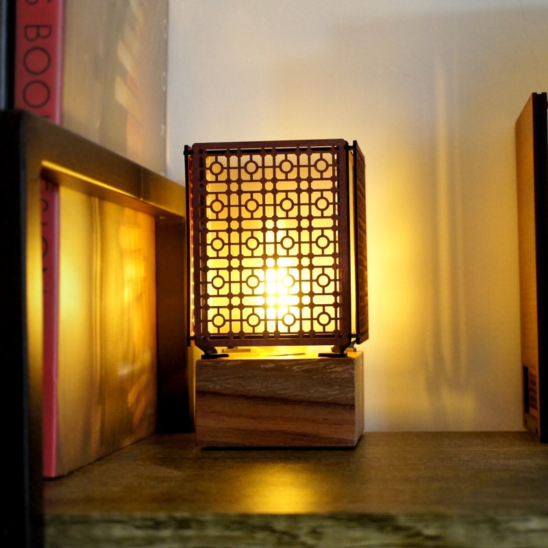 老铁窗花灯-深瓦红 - 灯具/灯饰 - 木头 咖啡色