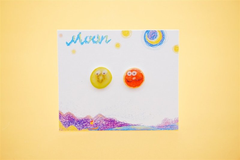 水果耳针奇异果西柚柠檬牛油果橙木瓜耳钉  【一对925纯银耳针】 - 耳环/耳夹 - 其他材质 多色