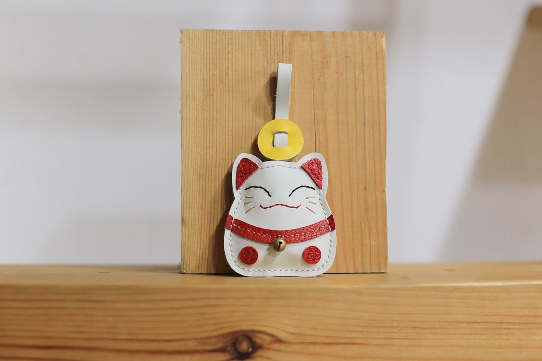 壹染指小号招财猫 | AirTag苹果定位追踪器保护套 | 感应门禁套 - 吊饰 - 真皮 