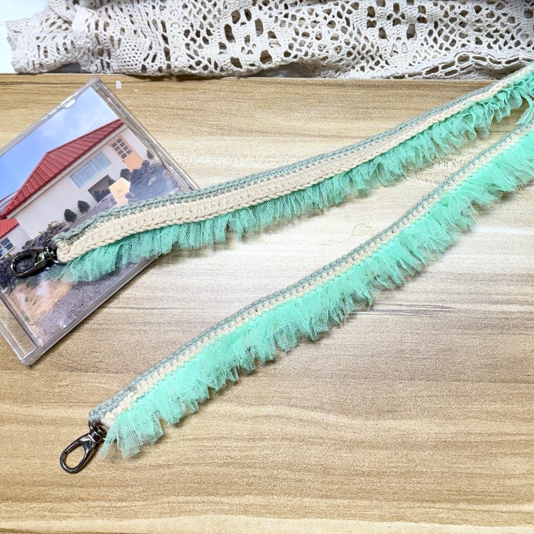 MUMU 板娘设计 微糖奶霜 x 薄荷巧克力 钩织蕾丝手机绳 挂脖款 - 挂绳/吊绳 - 棉 绿色