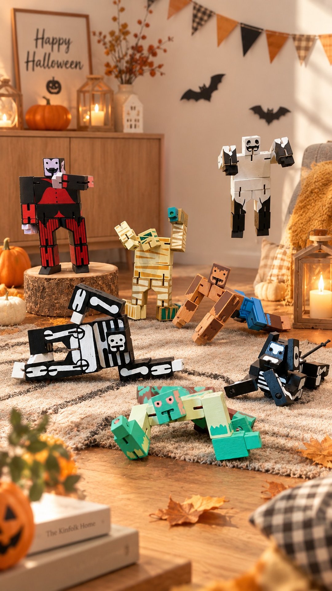 Cubebot 酷比人 万圣节变形机器人 僵尸 木乃伊 狼人 幽灵 吸血鬼 - 玩具/玩偶 - 木头 